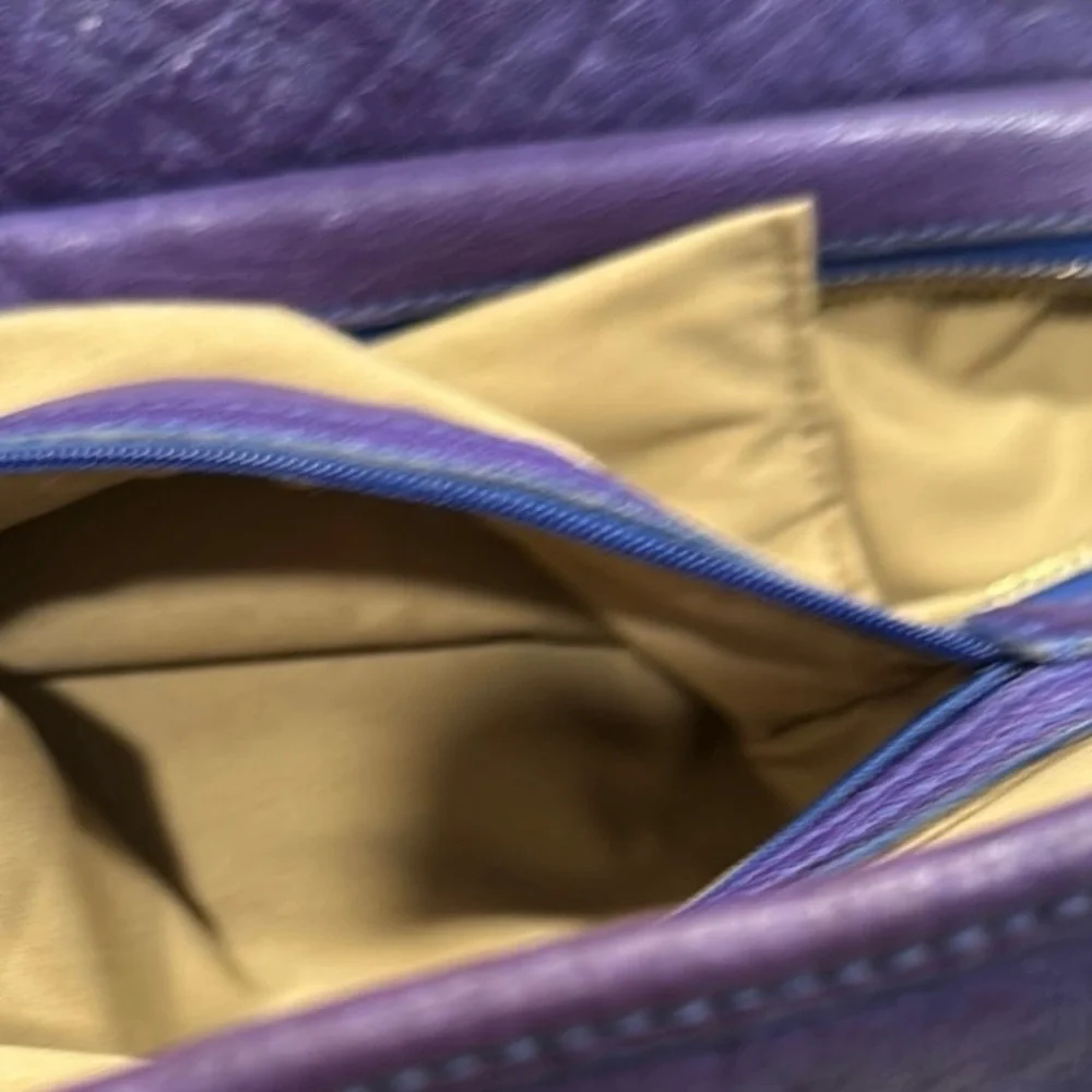 T. Tahari Purple Leather Satchel Handbag Vintage EUC